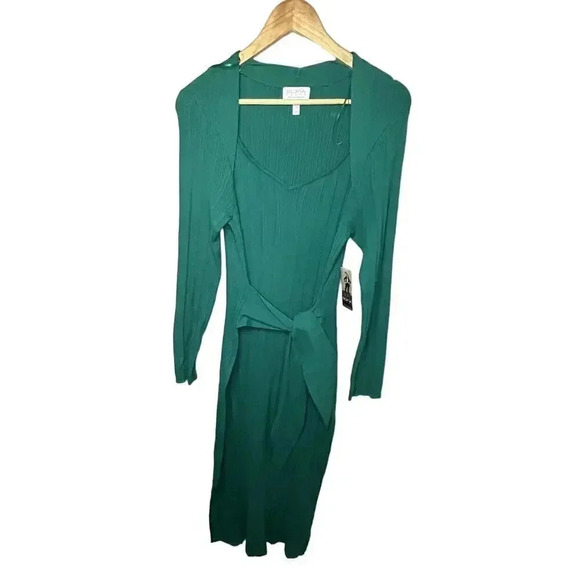 Sofia Jeans by Sofia Vergara Womens Belted Rib Knit Midi Dress, Green Size XXXL - Picture 1 of 6